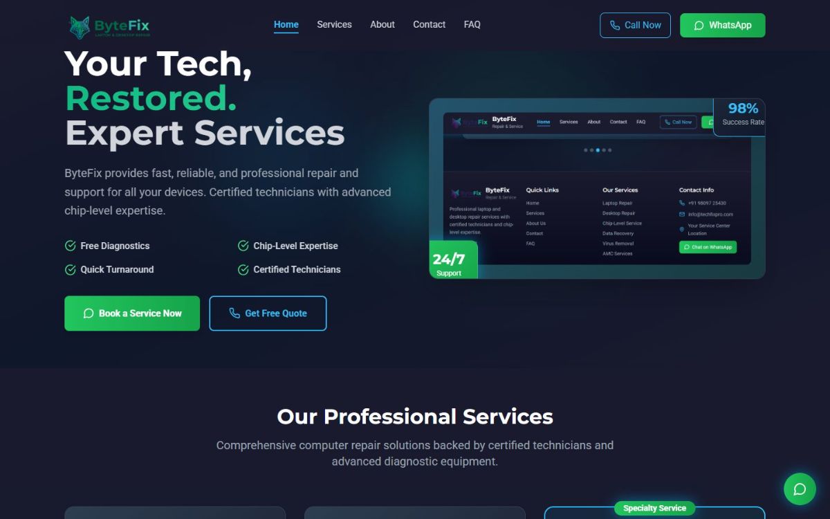ByteFix — website screenshot