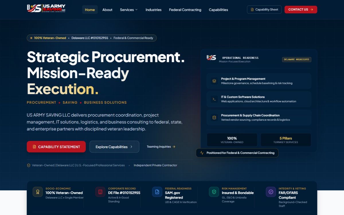 US Army Saving LLC — website screenshot