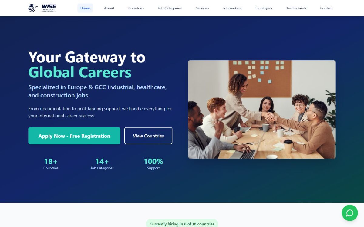 Wise International — website screenshot