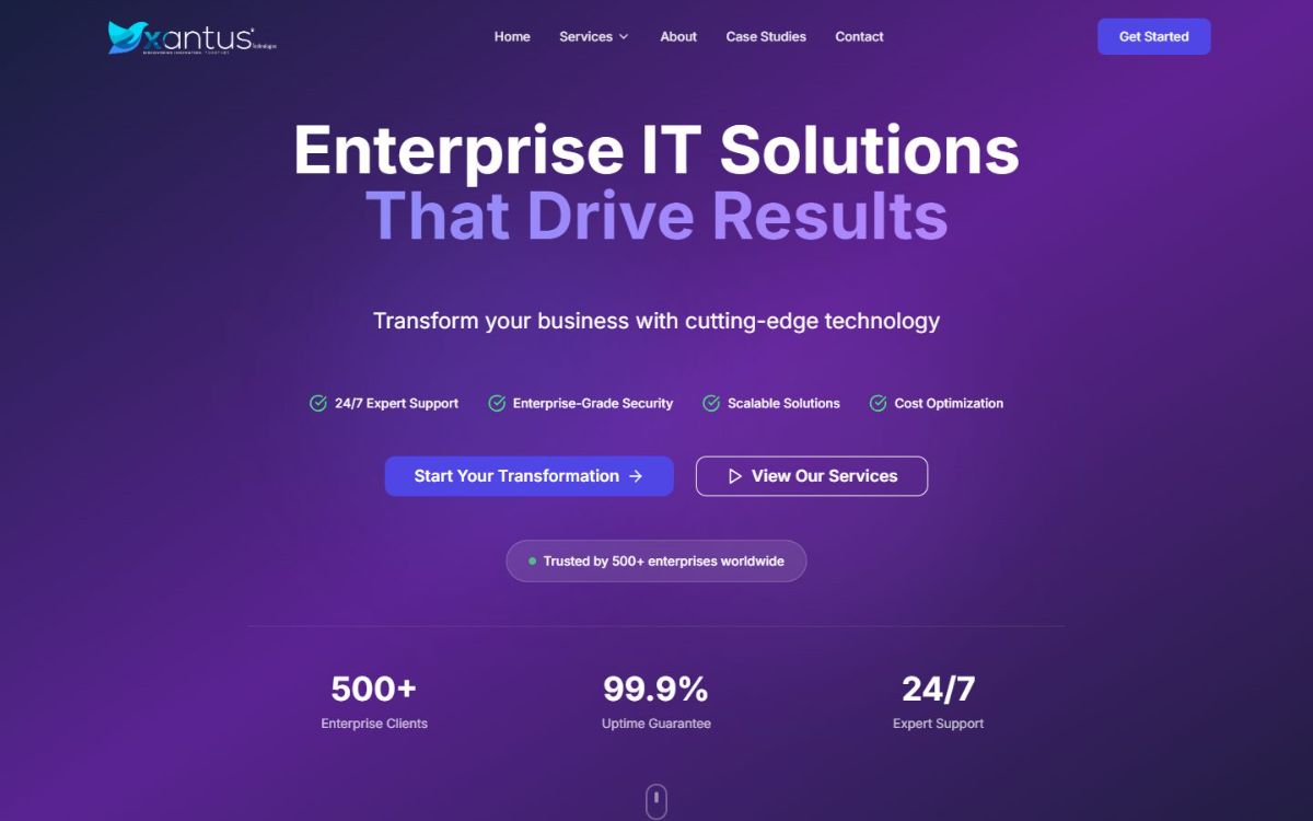 Xantus Technologies — website screenshot